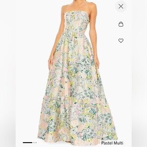 Mac Duggal Strapless Floral Maxi Dress